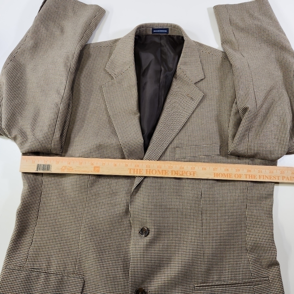 Stafford Essintials Mens Two Button Blazer Brown Sport Coat Suit Jacket Size 44L - Picture 9 of 12
